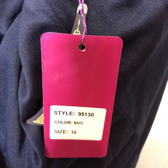 Abby Paris NWT Navy Stretch Lace Sparkle Lucci Sleeveless Formal Prom Gown 14 - Picture 16 of 16